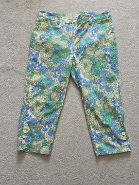 Talbots Floral Capri Pants in Blue, Green & Yellow
